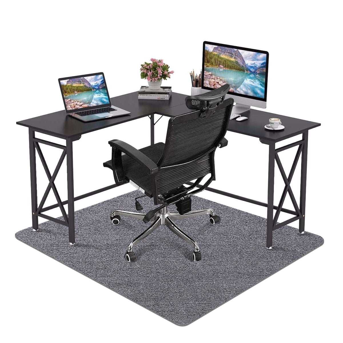 Office Chair Mat - for Hardwood Floors, Large Non-Slip Easy-Clean Floor Protection Blanket (Grey, “48 x 36in”).
