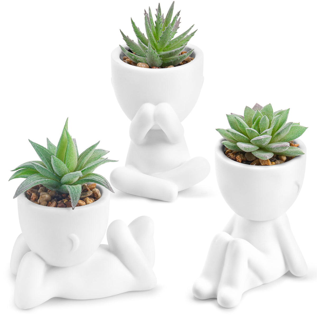 Der Rose 3 Pack Fake Plants in Black Pots for Bathroom Living Room Decor
