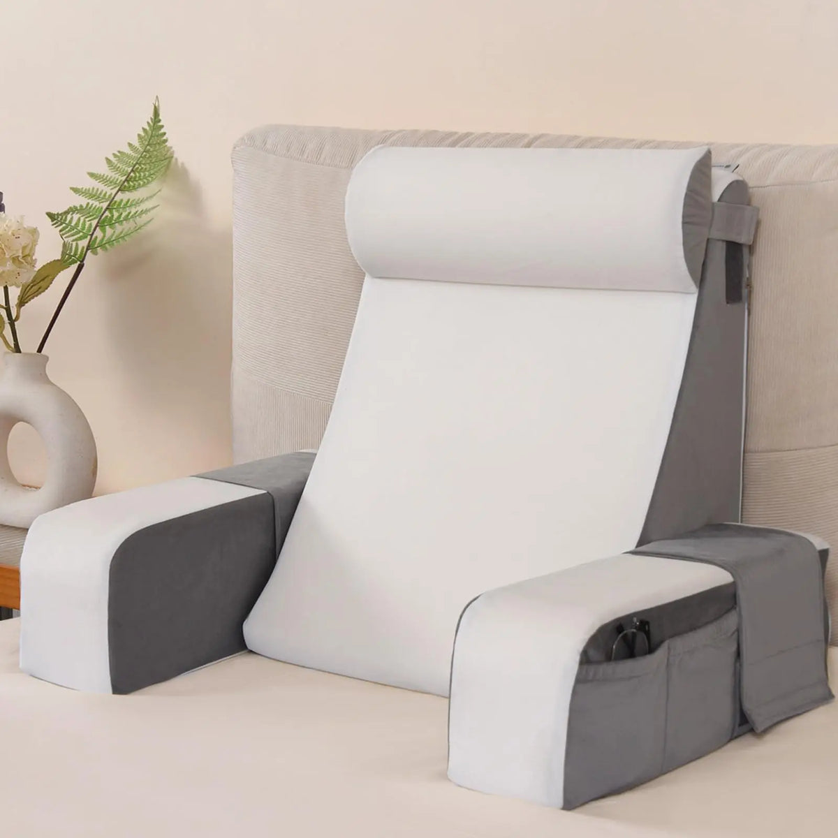 Reading Pillows for Bed ,Back Rest Pillow for Sitting Up, Bed Chair with Arms Memory Foam Comfortable Backrest Pillow for Working/Gaming/Resting in Bed&Floor