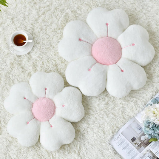 Cute Soft Short Plush Silk Daisy Throw Pillow - Durable, Supportive, Non-Deformed Floral Decor for Bedding, Couch (Birthday Gift Option)