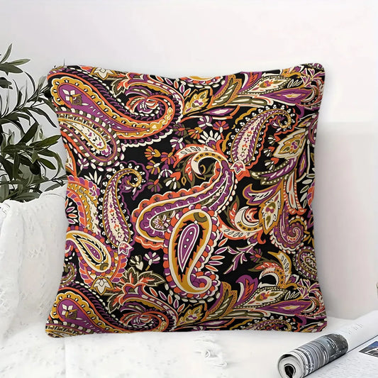 Vintage Bohemian Paisley Throw Pillow,Retro Floral Print Decorative Cushion,Aesthetic Boho Accent Pillow,Includes Pillow Core,Soft Square Pillow for Couch Sofa Bedroom Dorm Living Room Decor,Perfect Gift for Boho Home Lovers