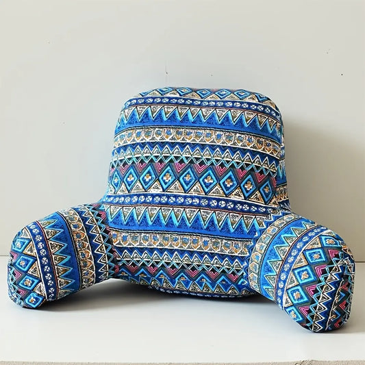 Boho Reading Pillow with Arms, Detachable Cover Backrest Pillow for Sitting in Bed, Aztec Tribal Pattern Bed Rest Pillow Support for Reading Gaming Watching TV, 2.65 lbs Filled Bed Sofa Chair Pillow for Adults and Kids