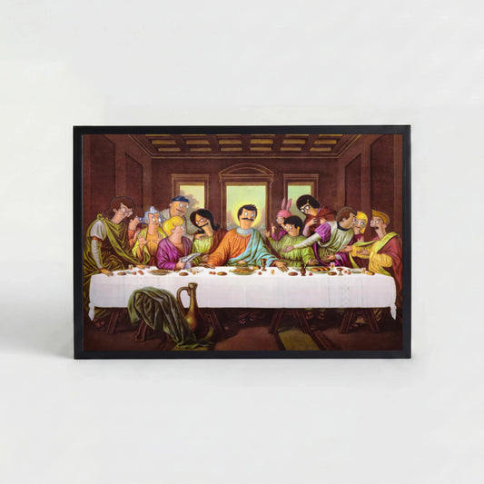 The Wacky Last Supper Poster Canvas Print Wall Decor, Burger Art Decor, Funny Jesus Art, Home Kitchen Living Room Bedroom Wall Decor