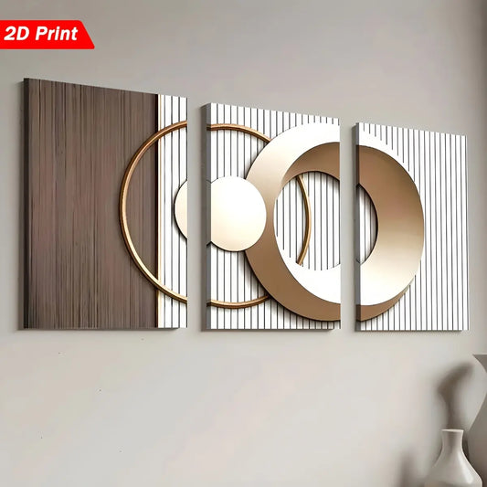 Modern Geometric Design 3-Piece Abstract Canvas Wall Art Painting Set (5 Size Options) - UV-Resistant Wood-Framed Prints, Hanging House Decor for Living Room Decorations, Bedroom