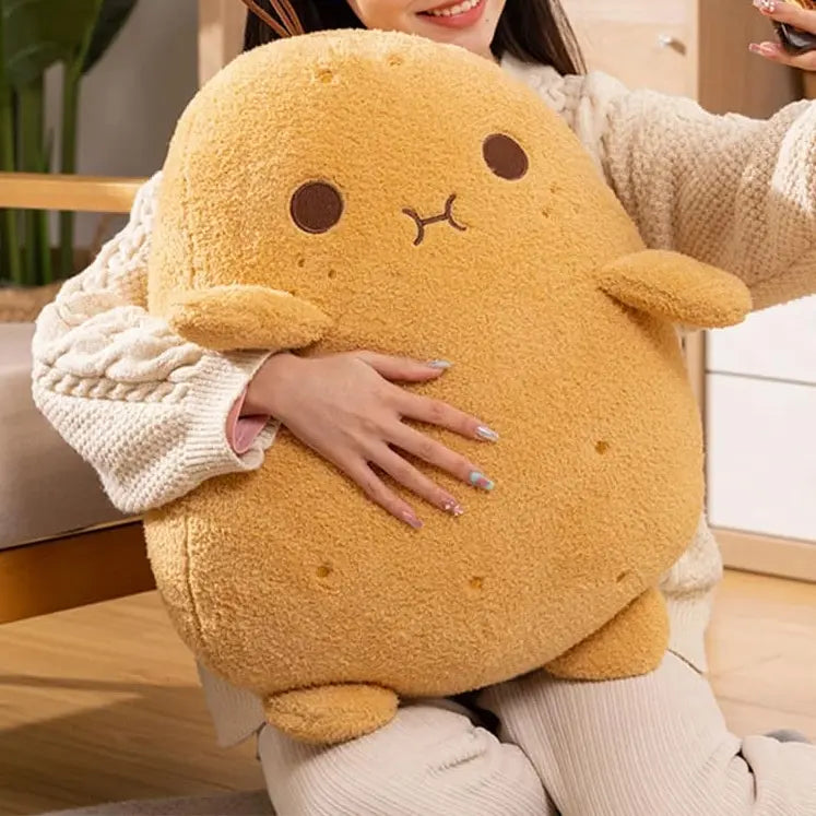 Kawaii Food Theme Decorative Potato Throw Pillow, Soft Plush Stuffed Cushion with Stitched Edges for Indoor Living Room Sofa Decor, Indoor Decor