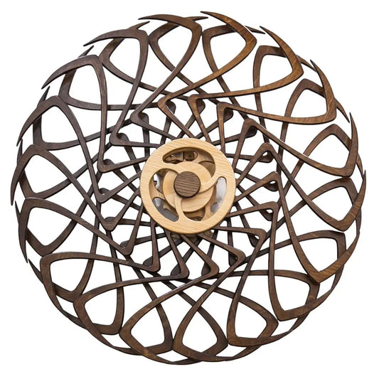 Kinetic Wall Art - Wooden Mandala Sculpture, 3D Moving Gear Home Decor, Modern Boho Living Room Decoration