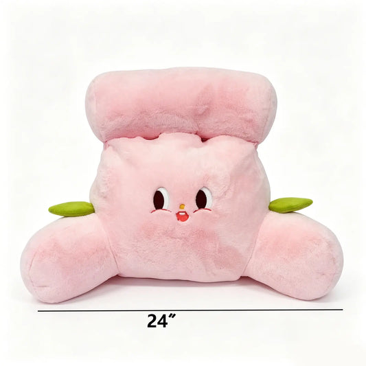 Cute Cartoon Tulip Shaped Waist Pillow Bed Rest Back Pillow with Arms & Adjustable Neck Pillow, Fluffy Lumbar Support Cushion for Bed Couch, Comfort Reading Cushion for Adults Teens