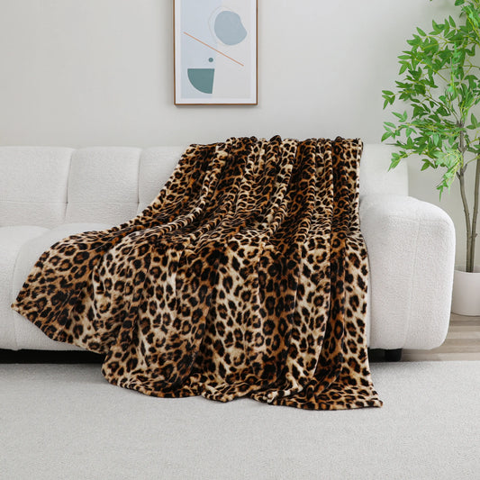 Naviliving Premium Leopard Print Blanket Thickening  And No Shedding Machine Washable Suitable For Rental Property Sofa Living Room Decoration And Office  Summer Air Conditioning Blanket