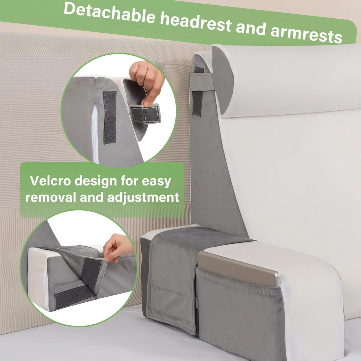 Reading Pillows for Bed ,Back Rest Pillow for Sitting Up, Bed Chair with Arms Memory Foam Comfortable Backrest Pillow for Working/Gaming/Resting in Bed&Floor