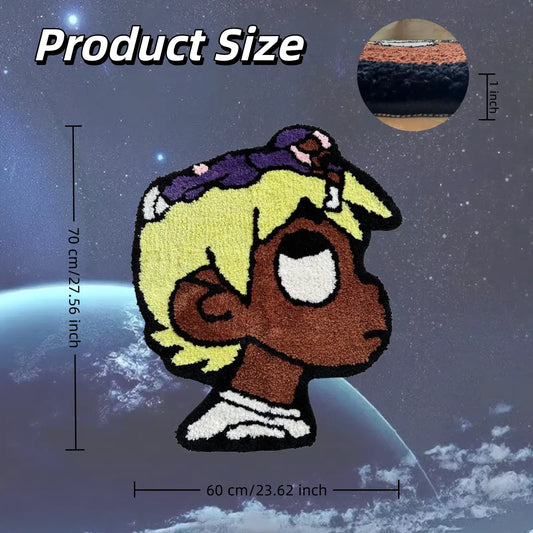 Space Boy Luv Rug, Ultra Thick Plush Fluffy Hypebeast Rug, Non-Slip TPR Backing, Soft Cloud Like Cool Rugs for Bedroom, Living Room, Dorm, Man Cave, Hip Hop Design Hypebeast Room Decor (24”x28”)