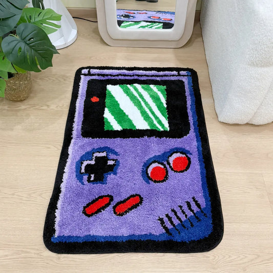 Retro Video Game Console-Shaped Fluffy Floor Mat - 40x60cm Non-Slip Indoor Rug, Machine Washable Soft Absorbent Unique Decor for Game Room, Office, Room Decor