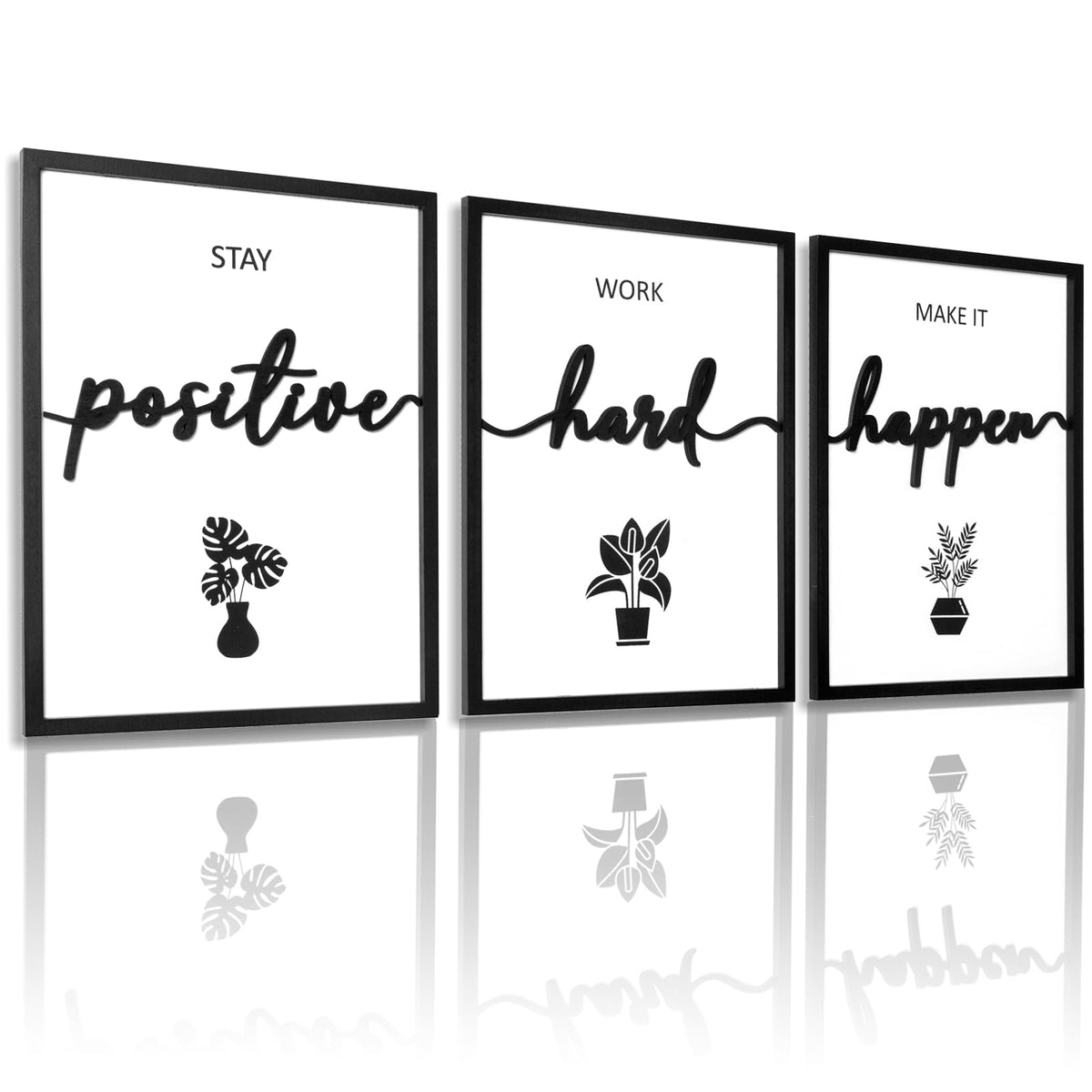3D Wood Family Wall Decor, 36" x 16" Framed Family Sign Wall Art, 3D Pictures for Living Room (Ready to Hang, 12x16 inches, Set of 3, Framed)