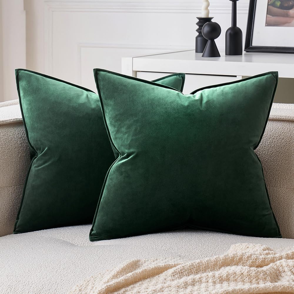 MIULEE Decorative Dark Coffee Velvet Throw Pillow Covers for Couch 20x20 in