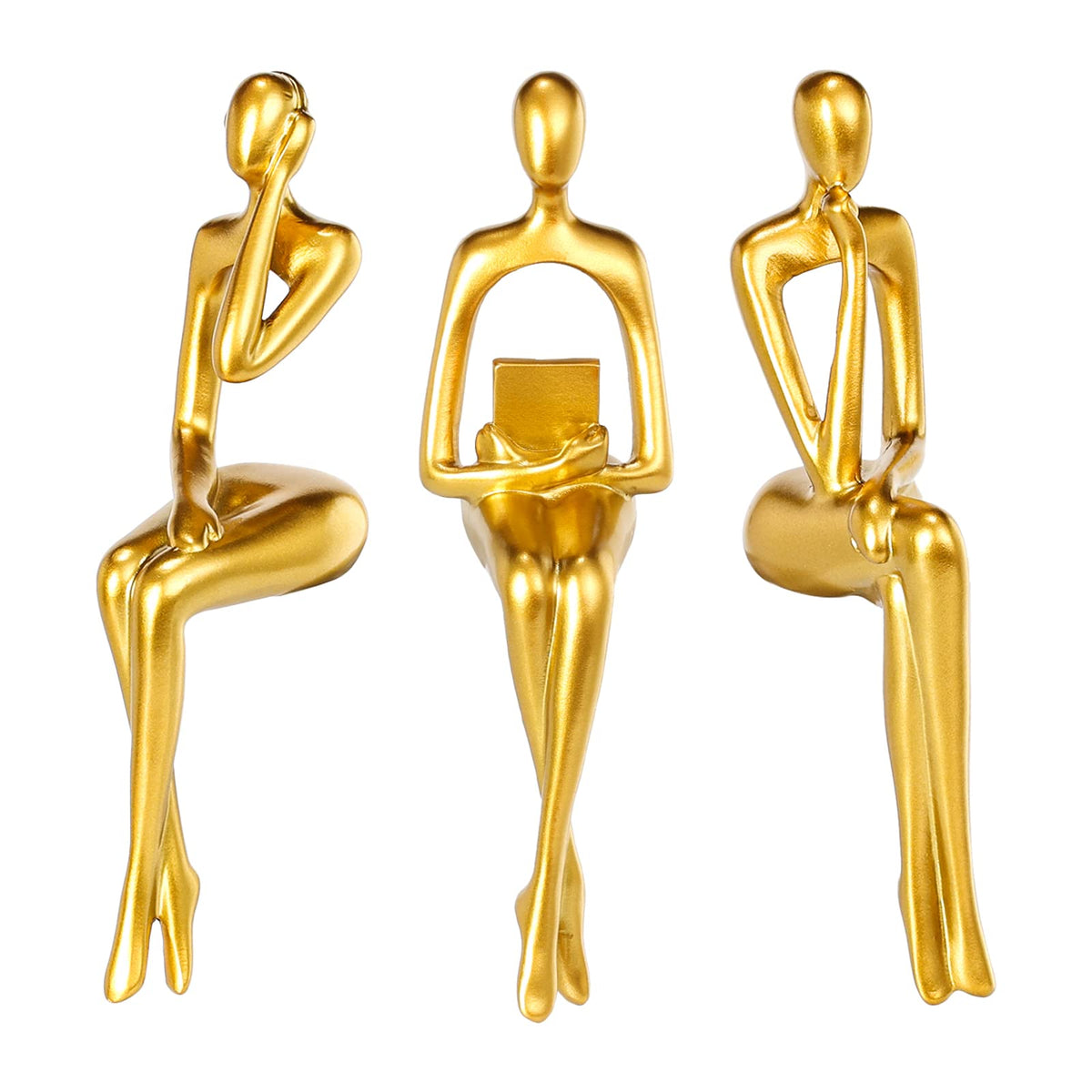BMLCGJ Thinker Statue Gold Decor Abstract Art Sculpture, Golden Resin Collectible Figurines for Home Living Room Office Shelf Decoration,Great Gifts Ideas (Blue)