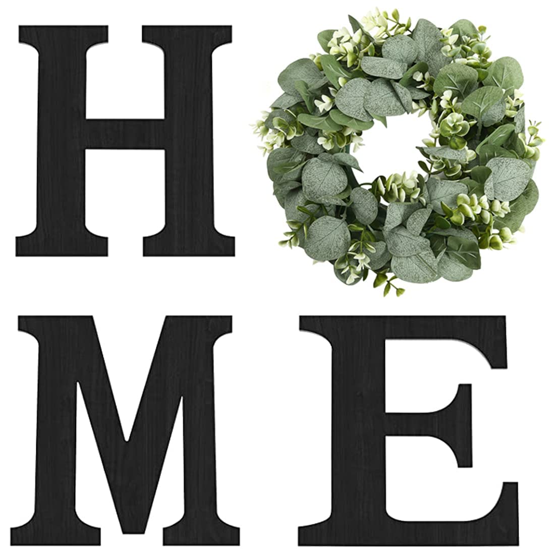 Pinkpum Wood Home Sign with Eucalyptus Wreath for O Home Decor Wall Decor
