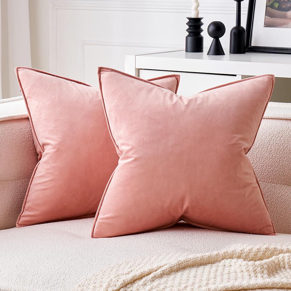 MIULEE Decorative Dark Coffee Velvet Throw Pillow Covers for Couch 20x20 in