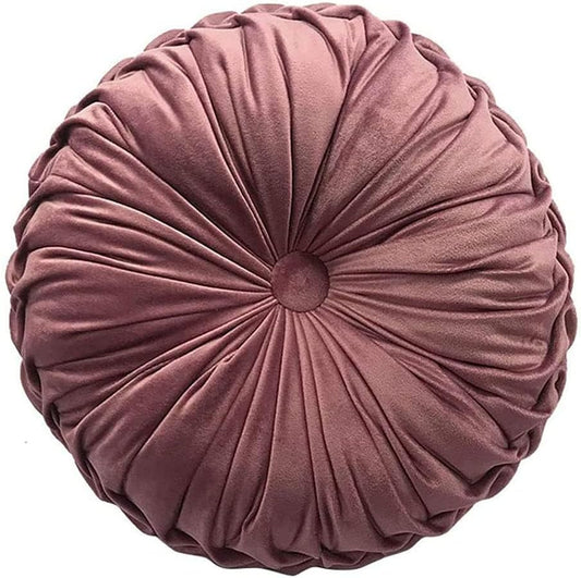 Teieas Round Throw Pillow Velvet Home Decoration Pleated Round Pillow Blush