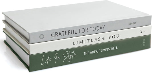 STRONA Olive Green Decorative Books for Home Decor - Faux Books for Living Room Decoration, Green Decor Books for Coffee Table or Shelves