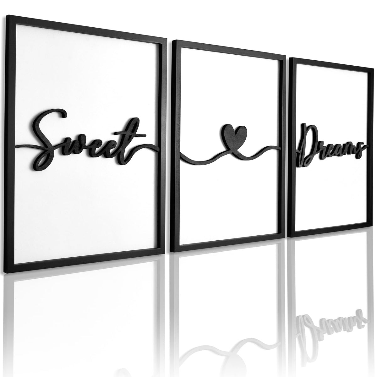 3D Wood Family Wall Decor, 36" x 16" Framed Family Sign Wall Art, 3D Pictures for Living Room (Ready to Hang, 12x16 inches, Set of 3, Framed)