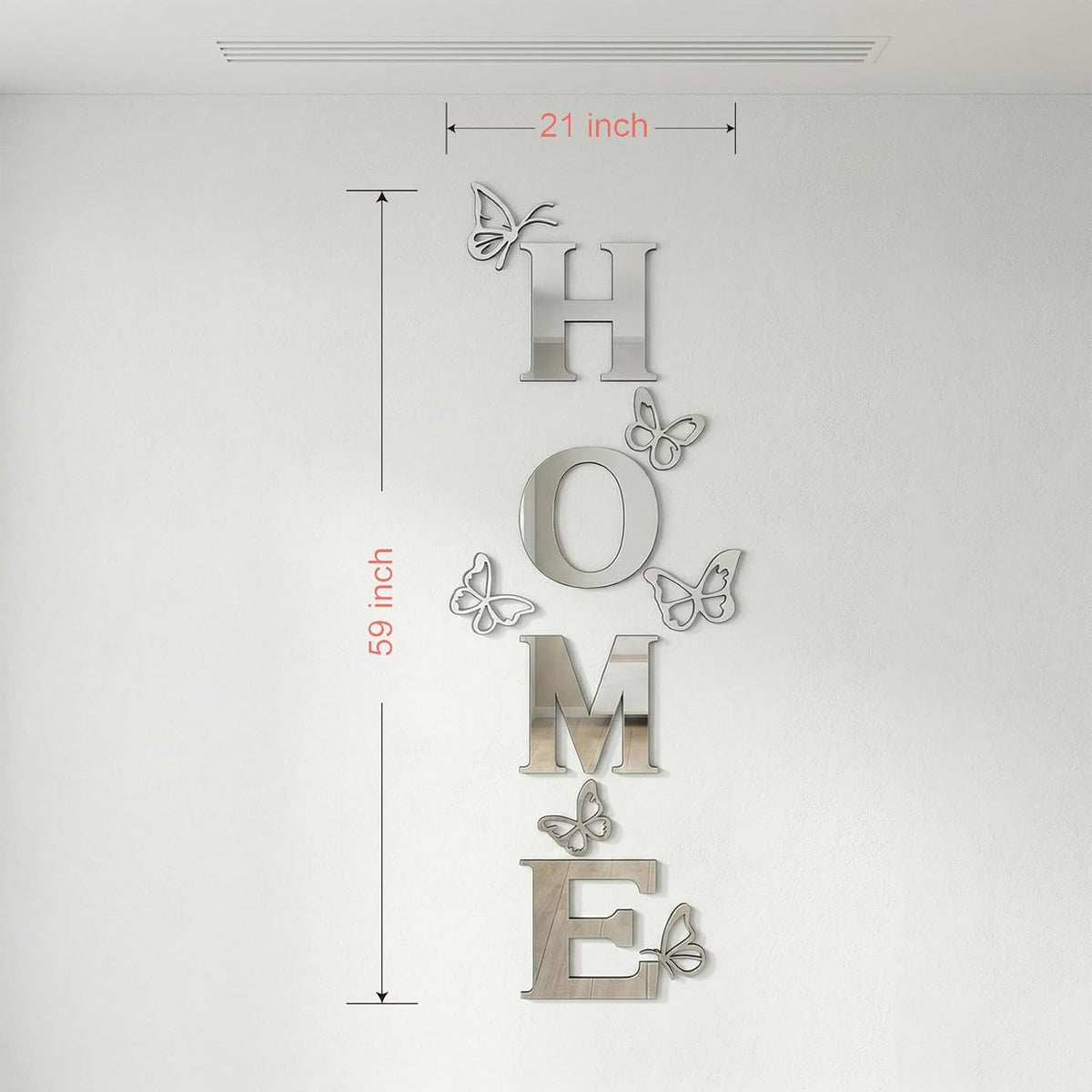 Home Wall Decor Signs Letters 10PCS Acrylic Mirror Stickers Family House Decorations for Living Room Bedroom Dining Home Modern Decoracion de Pared para Sala,Silver 59x21 Inch