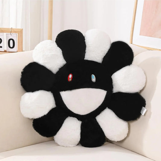 Cute Smiley Sunflower Plush Pillow - Plush Fabric Flower Throw Pillow, Aesthetic Home Decor Room Accent Cushion for Sofa Bedroom (40cm/15.7in)