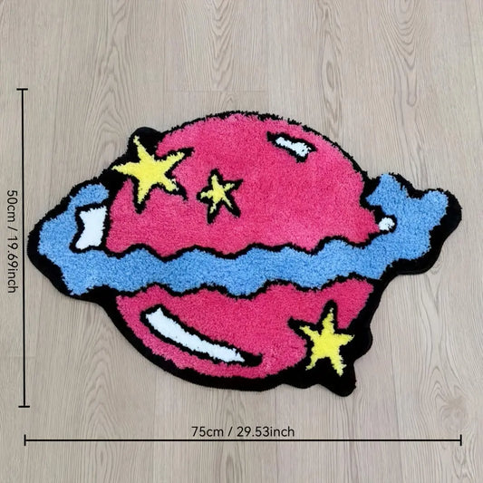 Planet Pattern Modern Abstract Bathroom Rug, 1 Count Non-Slip Soft Floor Mat, Cozy Area Rug, Home Decorative Cartoon Carpet for Living Room, Bedroom & Kitchen, Abstract Area Rug #GLOBAL PICKS