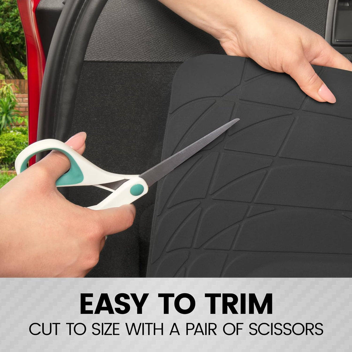 Heavy Duty Cargo Liner Floor Mat-All Weather Trunk Protection, Trimmable to Fit & Durable HD Rubber Protection for Car SUV Sedan Auto