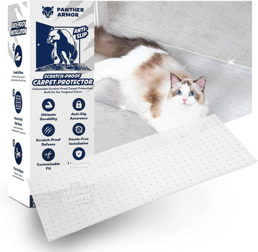 Panther Armor Cat Carpet Protector, Clear Plastic Runner Mat 12 x 43 in