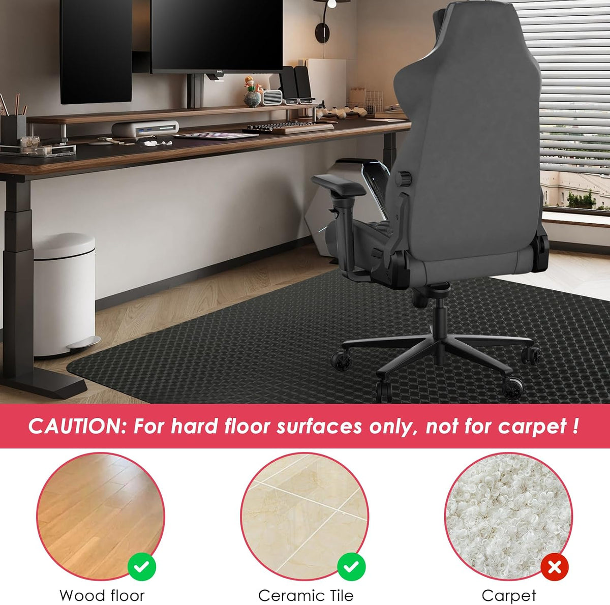 Vicwe Gaming Chair Mat for Hardwood Floor, 55"×36" Chair Mat, Easy Glide