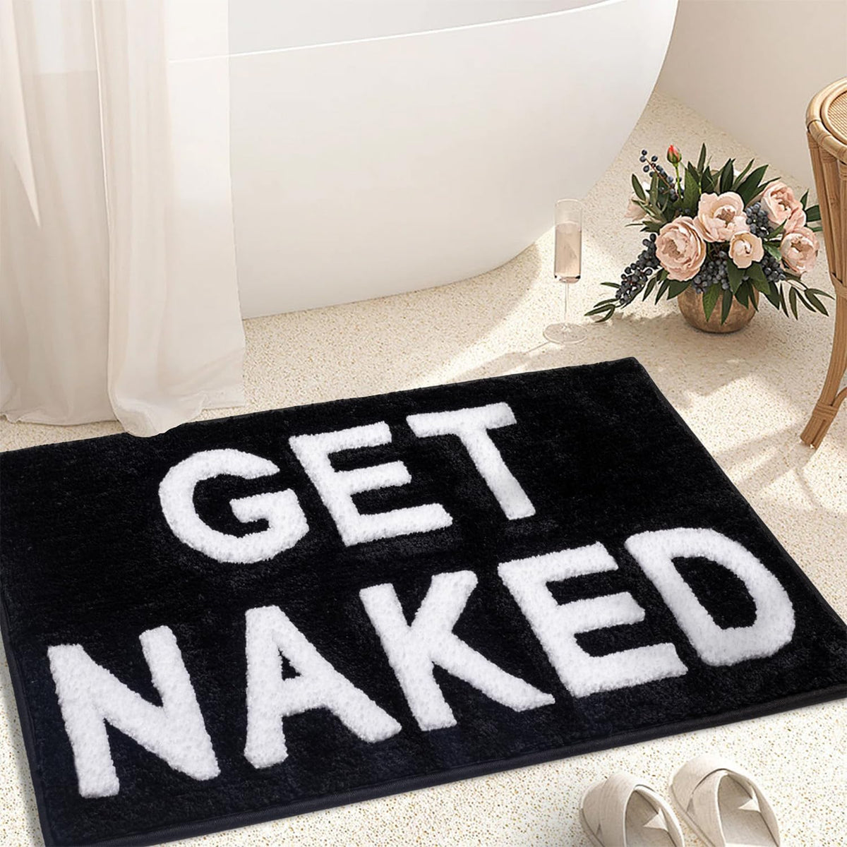 KOEXM Get Naked Bath Mat Pink Bathroom Rugs 20" x 32" Cute Bath Mat