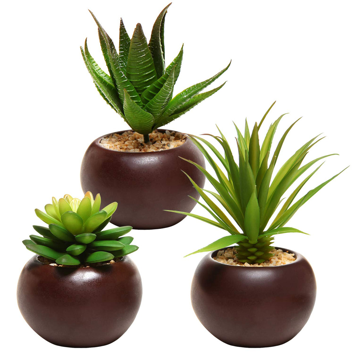MyGift Mini Potted Succulents Plants, Set of 3