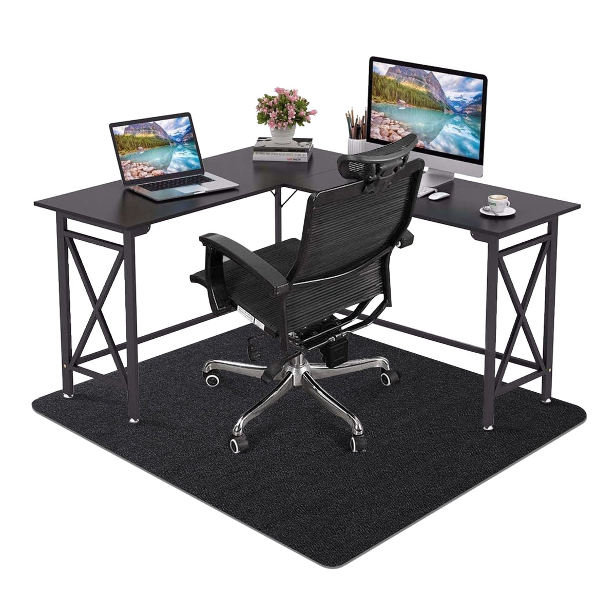 Office Chair Mat - for Hardwood Floors, Large Non-Slip Easy-Clean Floor Protection Blanket (Grey, “48 x 36in”).