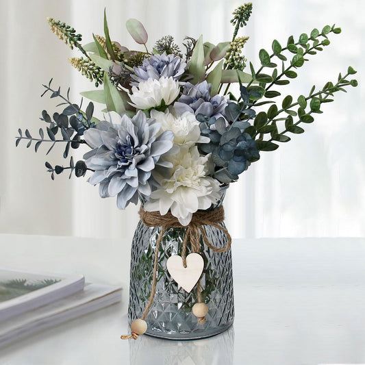 Leftover Fake Flowers in Vase,Faux Flowers in Vase,Table Centerpieces for Dining Room,Flower Centerpieces for Tables,Artificial Flowers,Kitchen Decor,Coffee Table Decor