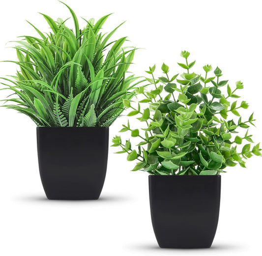 Der Rose 2 Pcs Fake Plants Small Artificial Plants for Black Bathroom Decor