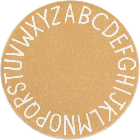Topotdor Round ABC Area Rug,63 Inch Soft Floor Carpet,Brown