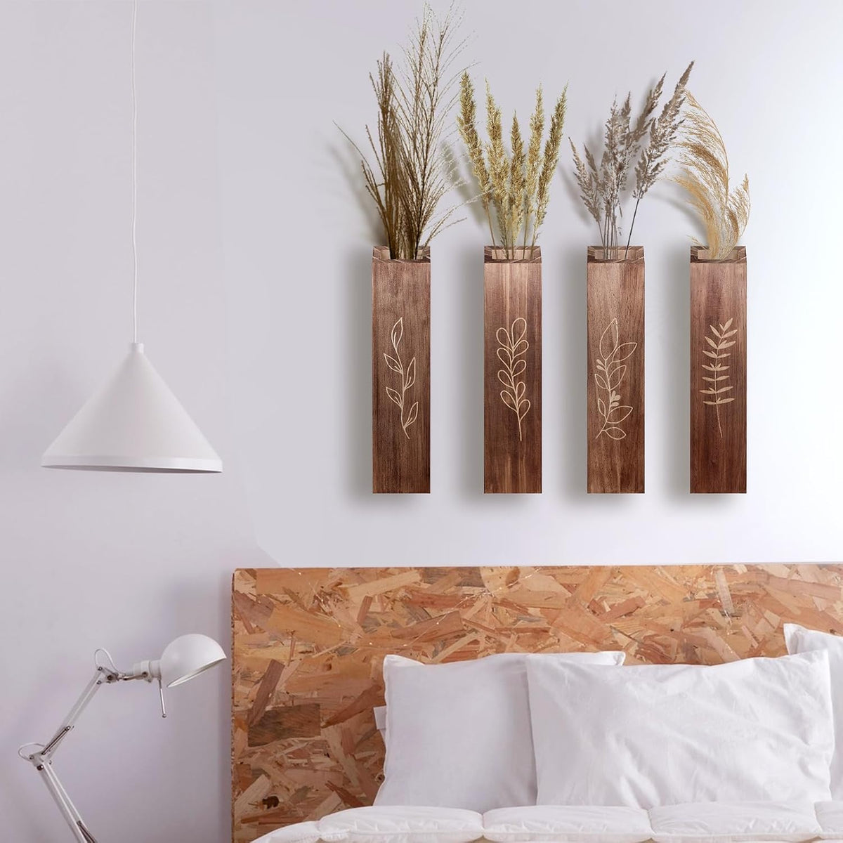 Wooden Wall Vase Planter Set of 4