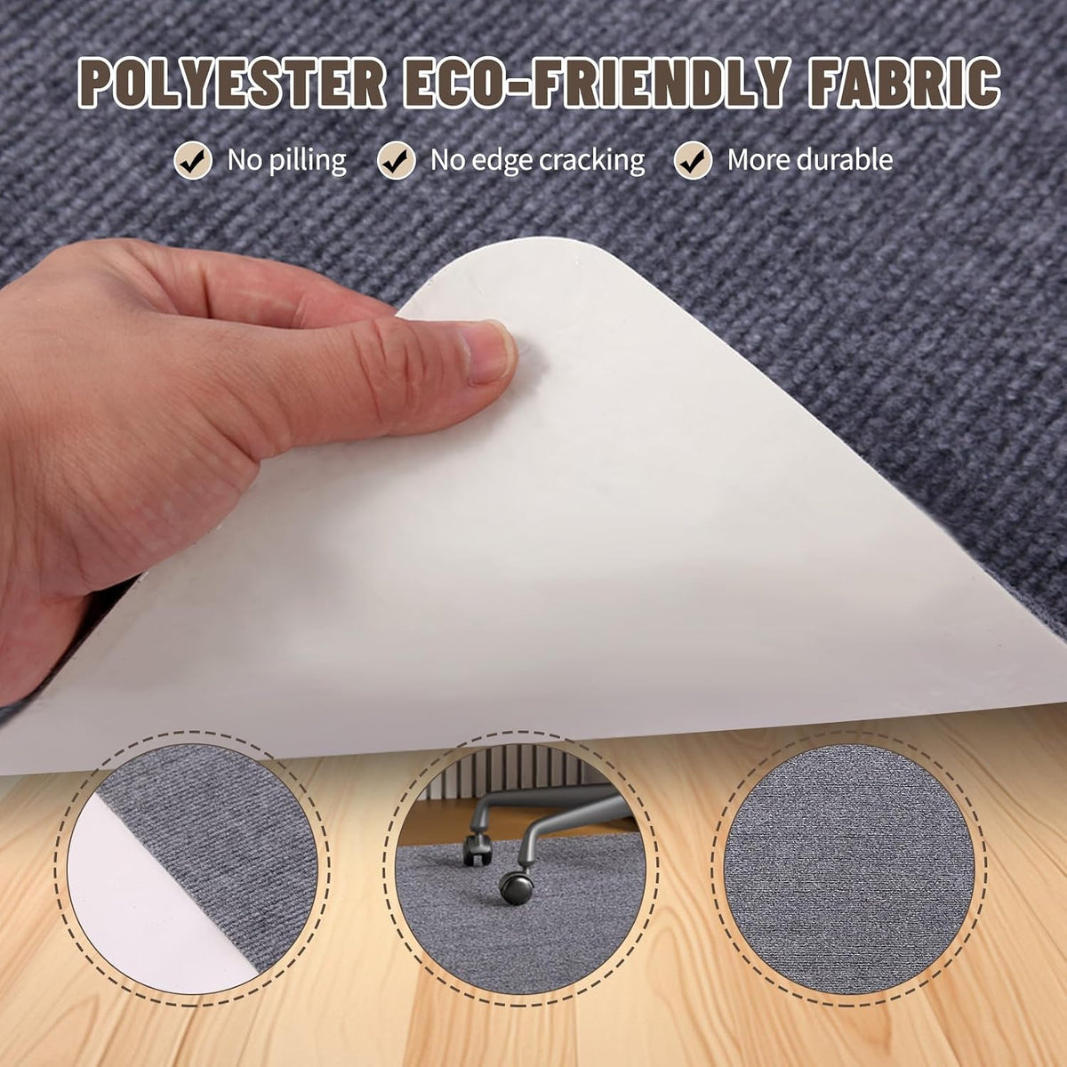 Office Chair Mat - for Hardwood Floors, Large Non-Slip Easy-Clean Floor Protection Blanket (Grey, “48 x 36in”).