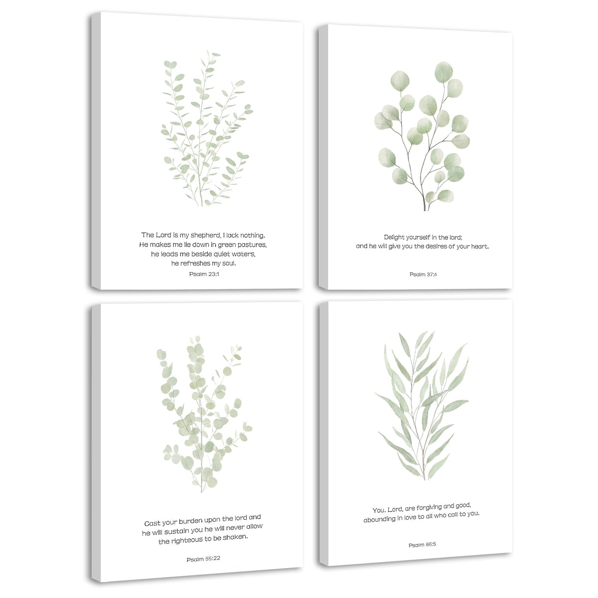 Drsoum Botanical Plant Framed Wall Art Boho Wall Decor for Bathroom Sage Green Eucalyptus Leaf Prints Minimalist Aesthetic Ready to Hang Set of 4, 8x10 in (Natural Framed)