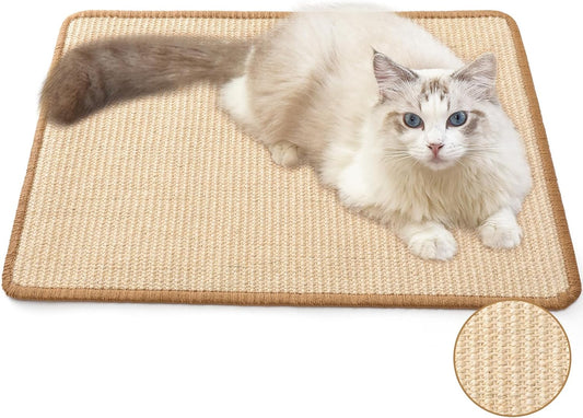 FUKUMARU Cat Scratcher Mat, 23.6 X 15.7 Inch Natural Sisal Cat Scratch Mat