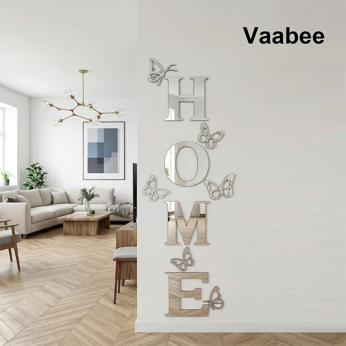 Home Wall Decor Signs Letters 10PCS Acrylic Mirror Stickers Family House Decorations for Living Room Bedroom Dining Home Modern Decoracion de Pared para Sala,Silver 59x21 Inch