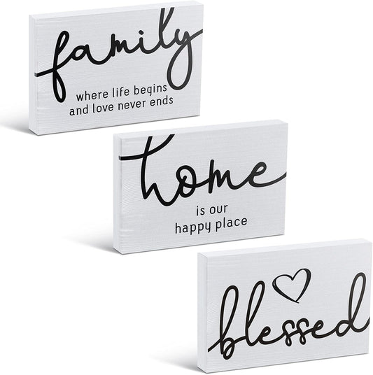 Jetec Mini Wooden Sign Farmhouse Shelf,White,4.25 x 2.76 x 0.59 in