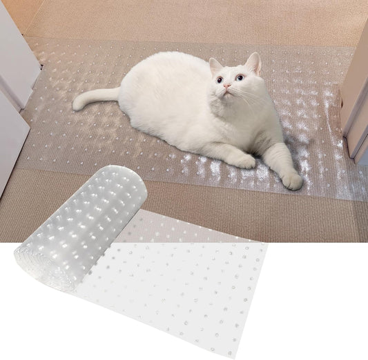 Carpet Protector for cat Dog Anti Scratch Under Door Cat Scratch Protector Mat from Scratching Easy to Cut Non Slip Plastic Carpet Scratch Stopper Cat Scratch Guard Carpet 3.6FT(Clear, 1pcs)