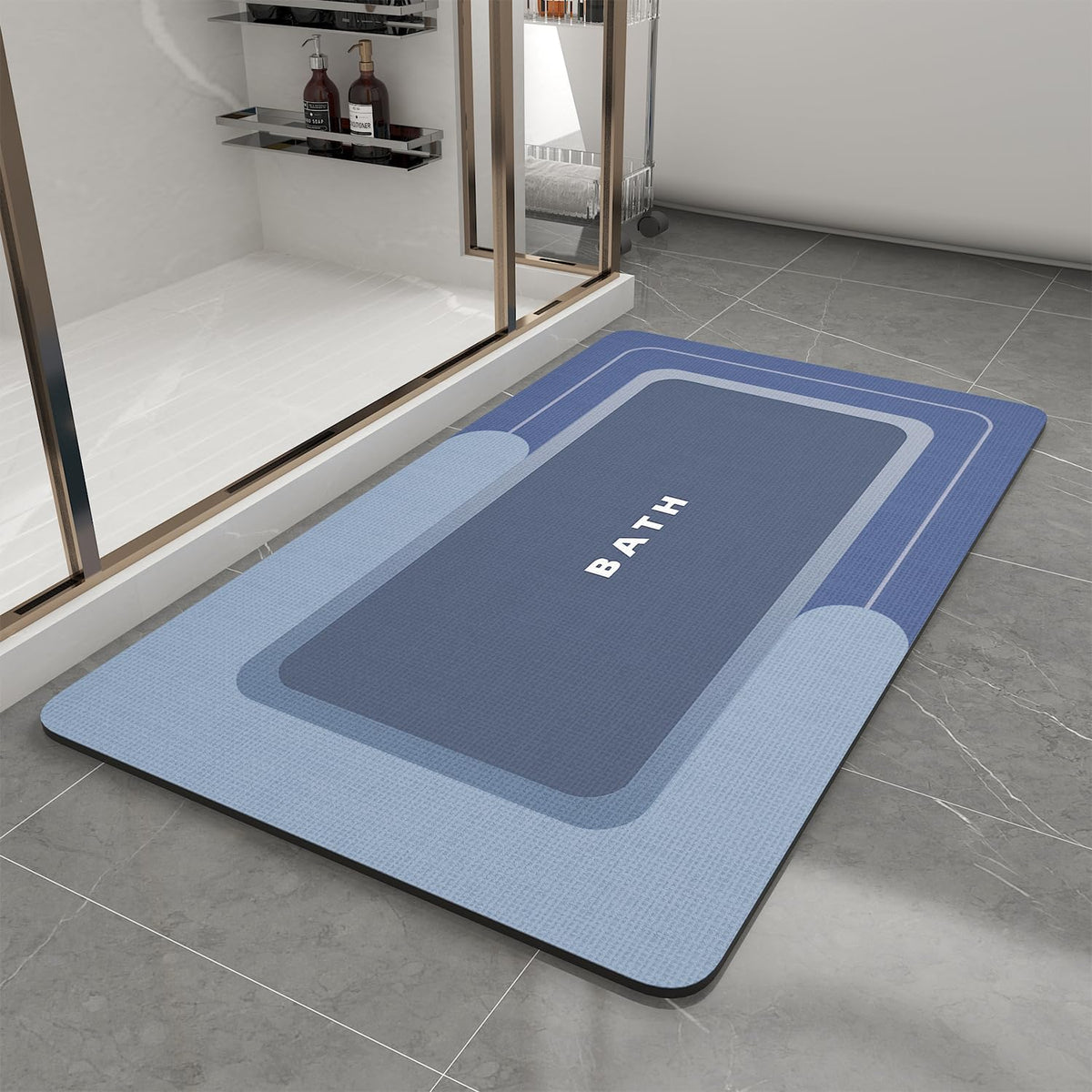 MontVoo-Bath Mat-Bathroom Mat Rug Non Slip Super Absorbent Stain Resistant Quick Dry Thin Bath Rug-Bath Mats for Bathroom Floor Bathtub Vanity-Bathmat Bath Rug Easy Care-17"x27" Grey