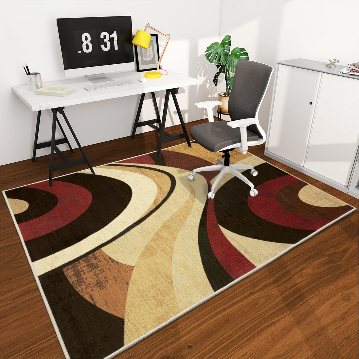 chakme Office Chair Mat for Hardwood Floor, 48"x36" Easy Glide Computer Desk Mat Protector for Rolling Chair Under Desk Rug Nonslip Backing, Machine Wash, (Floral)