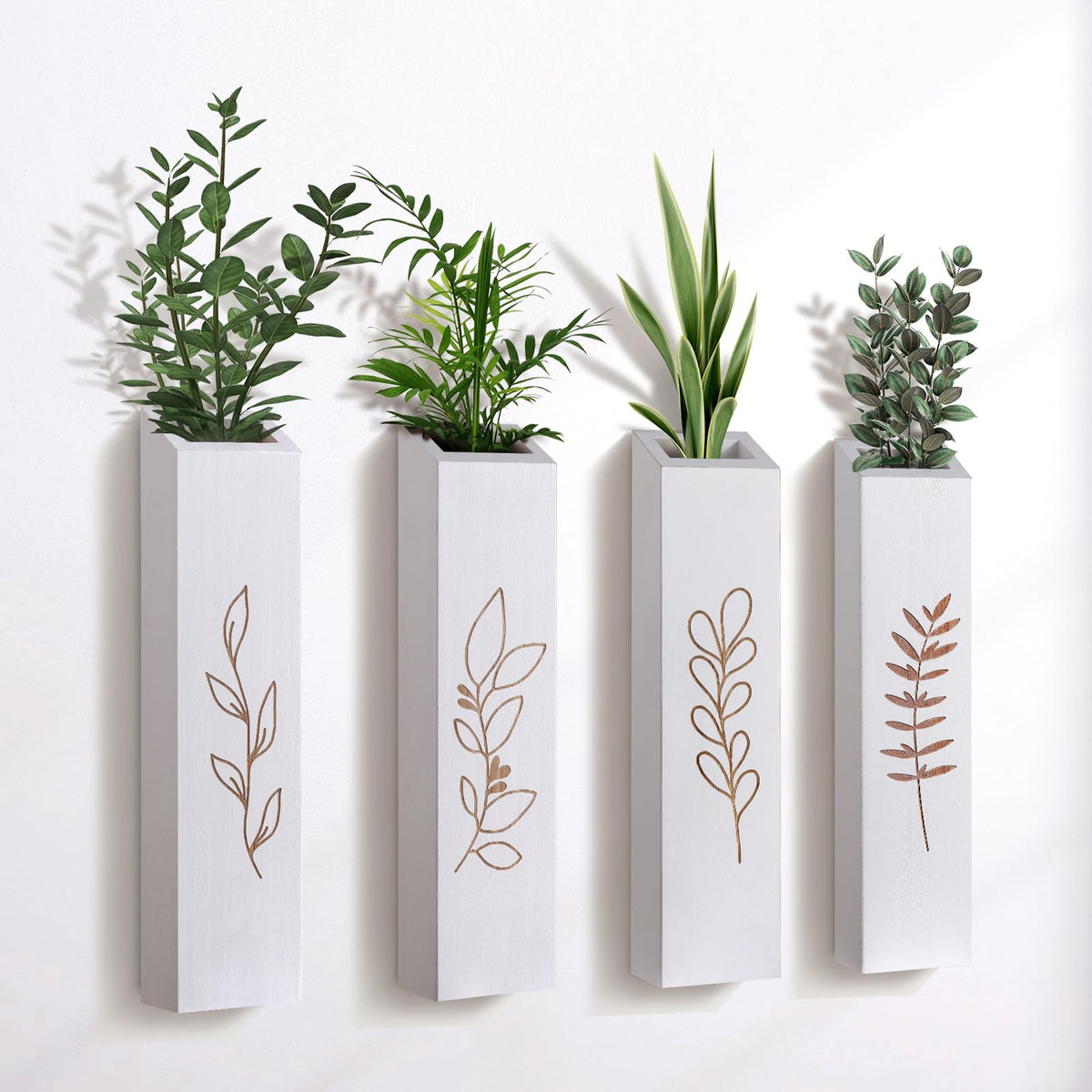 Wooden Wall Vase Planter Set of 4