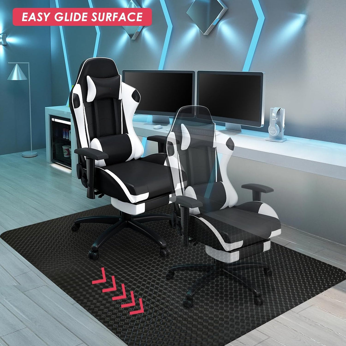 Vicwe Gaming Chair Mat for Hardwood Floor, 55"×36" Chair Mat, Easy Glide