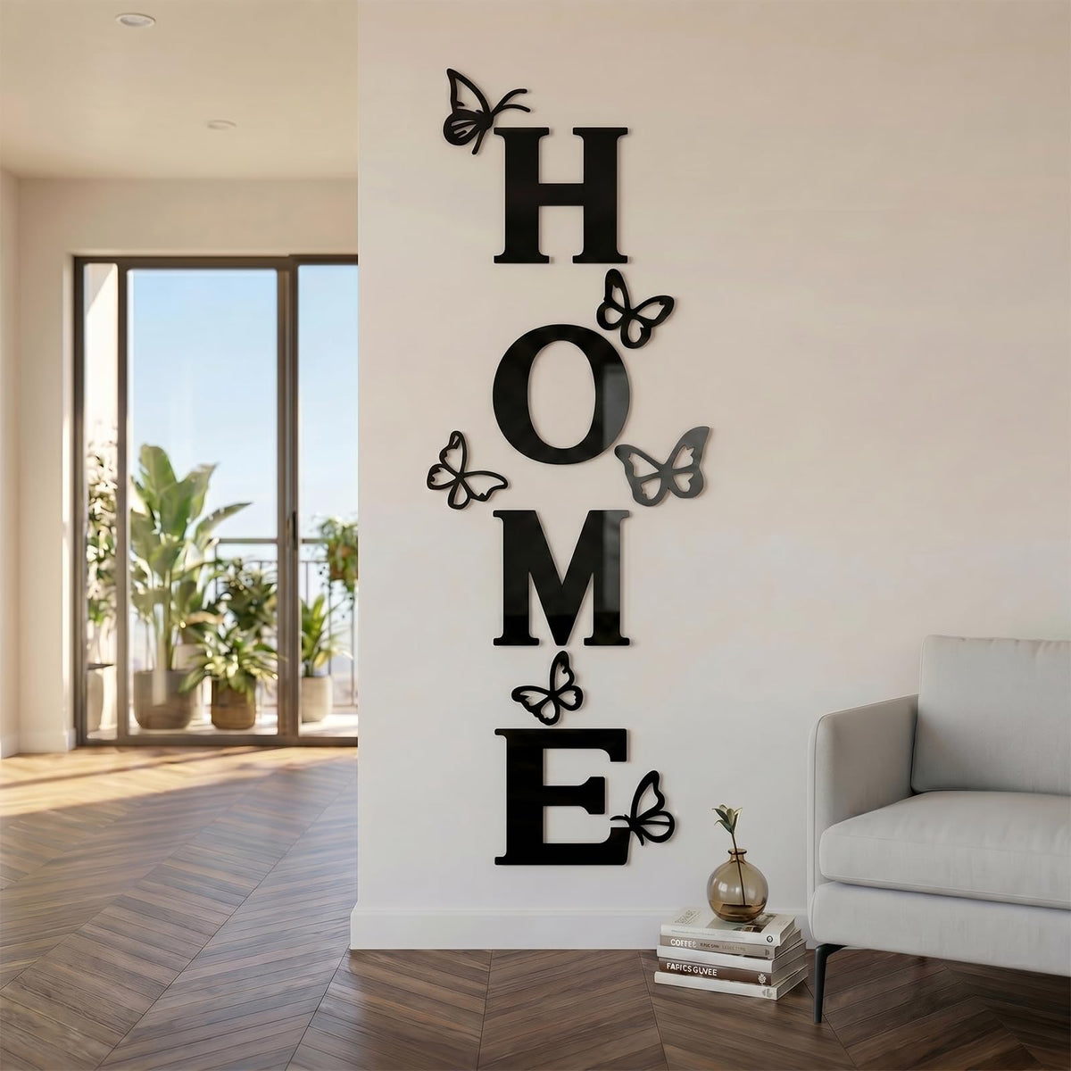 Home Wall Decor Signs Letters 10PCS Acrylic Mirror Stickers Family House Decorations for Living Room Bedroom Dining Home Modern Decoracion de Pared para Sala,Silver 59x21 Inch