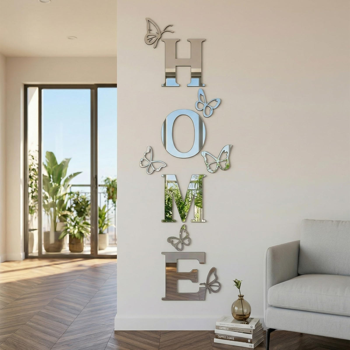 Home Wall Decor Signs Letters 10PCS Acrylic Mirror Stickers Family House Decorations for Living Room Bedroom Dining Home Modern Decoracion de Pared para Sala,Silver 59x21 Inch