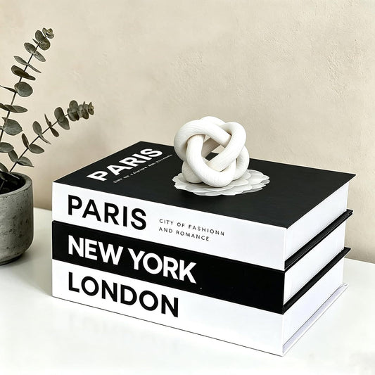 Decorative Books for Coffee Table Decor,3 Pieces Stylish Fake Books of Room Decor Aesthetic,for Home Decor,Stacked Book Decor - Shelf,Entryway,Console Table,Fireplace Mantel Decor(Black and White)
