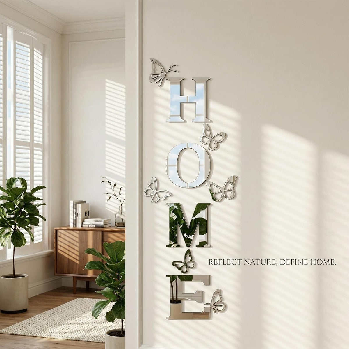 Home Wall Decor Signs Letters 10PCS Acrylic Mirror Stickers Family House Decorations for Living Room Bedroom Dining Home Modern Decoracion de Pared para Sala,Silver 59x21 Inch